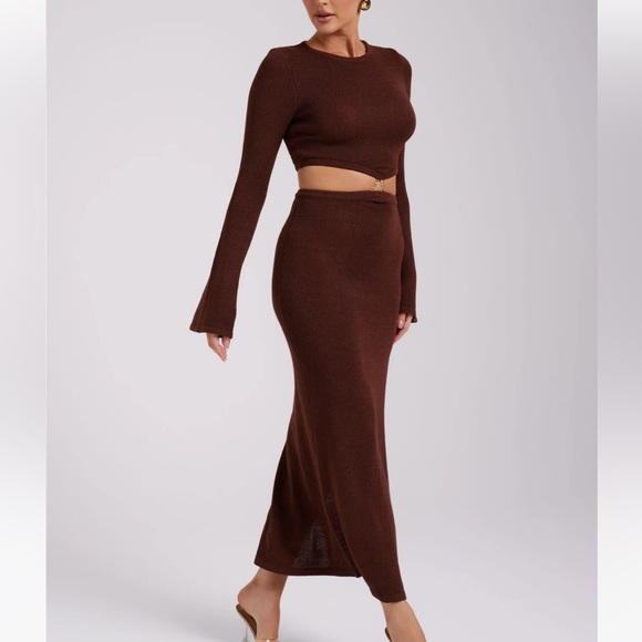 Flare Sleeve Knit Dress - Chocolate - Picture 3 of 7